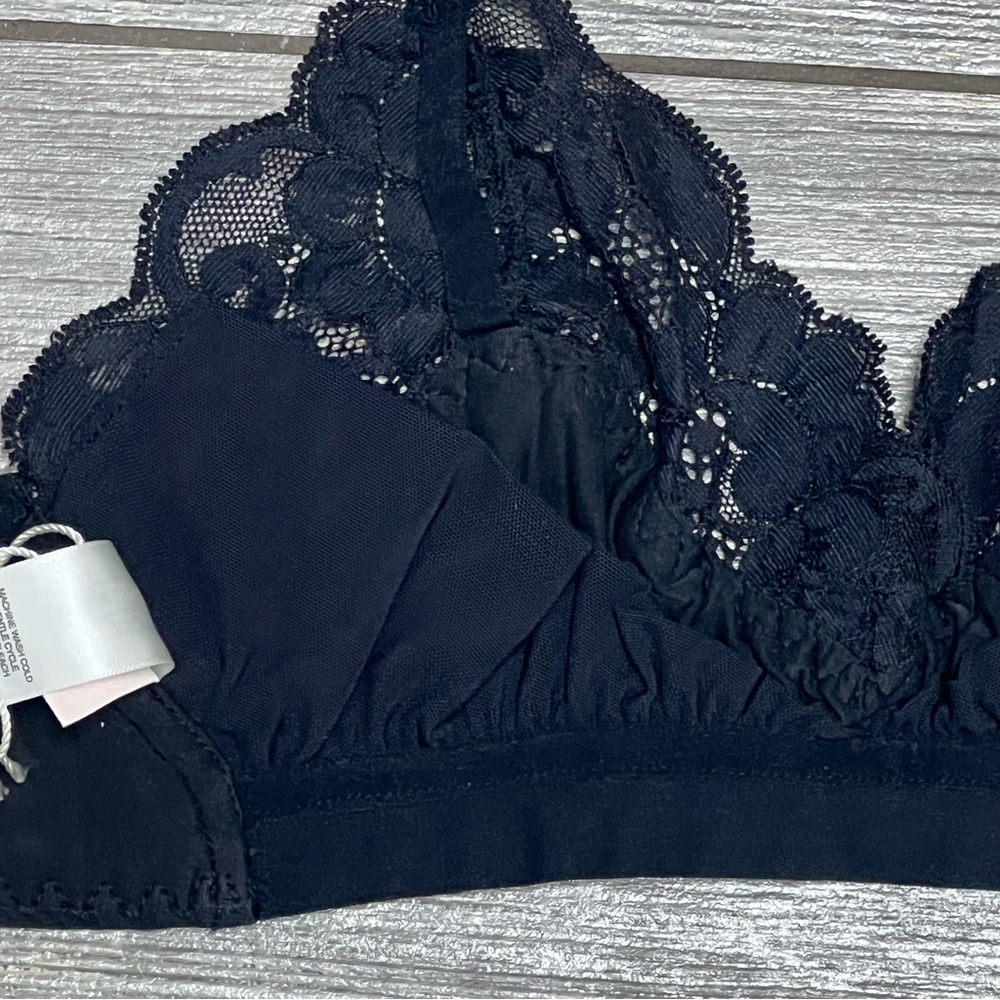 Free People We Are HAH Lounge Bralette Bra Size Small S Black Soft Wireless - Picture 10 of 16